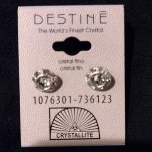 Clear Crystal & silver post earrings